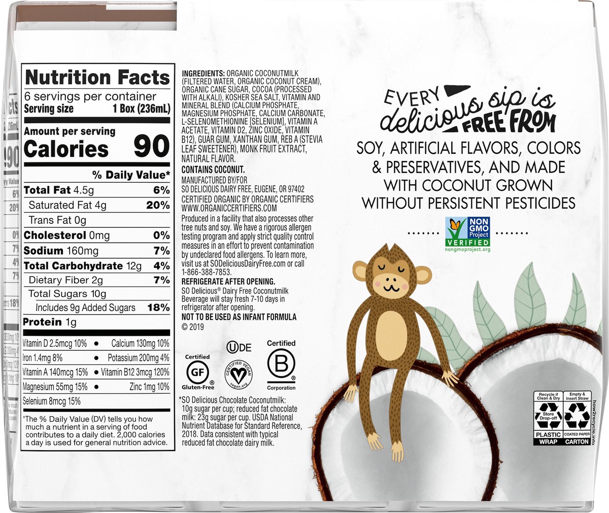 slide 8 of 8, So Delicious Organic Coconut Milk Choc 6 Pack, 48 fl oz