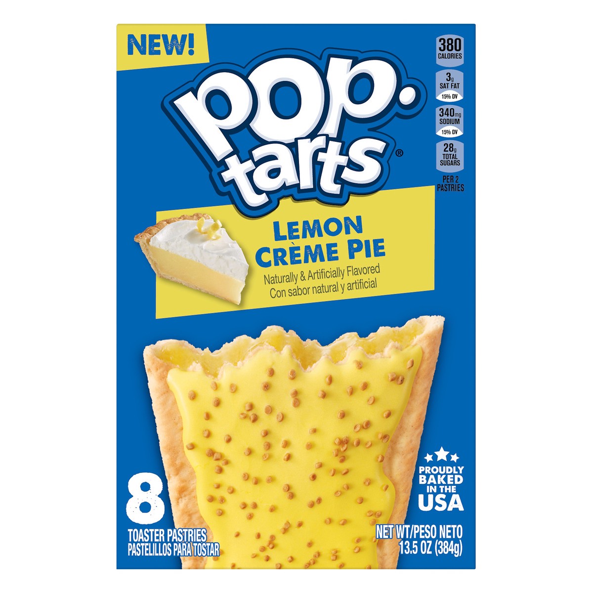 slide 1 of 7, Pop-Tarts Toaster Pastries, Lemon Creme Pie, 13.5 oz, 8 Count, 13.5 oz