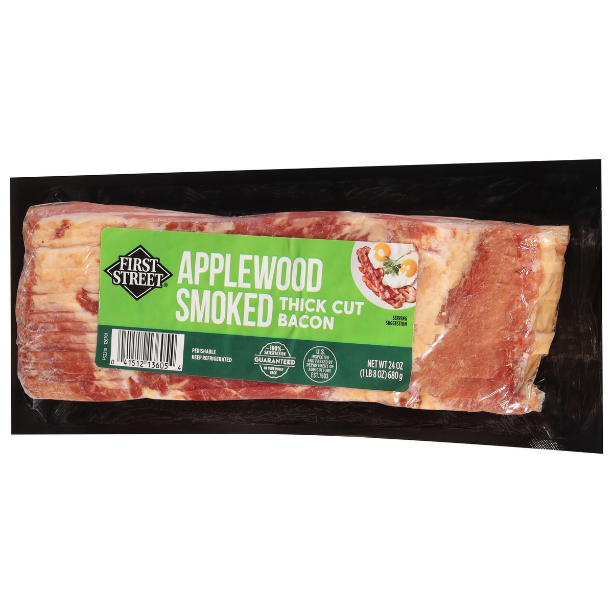 slide 3 of 13, First Street Bacon Applewood Smoked Sliced, 24 oz