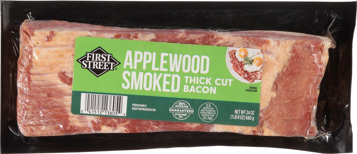 slide 12 of 13, First Street Bacon Applewood Smoked Sliced, 24 oz