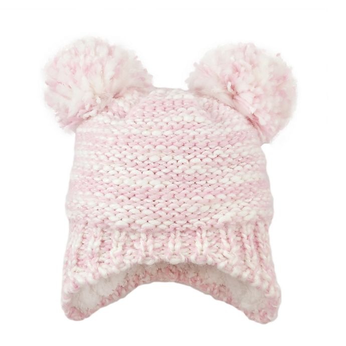 slide 2 of 3, NYGB Double Pompom Hat and Mitten Set - Pink, 2 ct