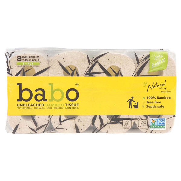 slide 1 of 1, Bab-O Bamboo Bath Tissue, 8 ct