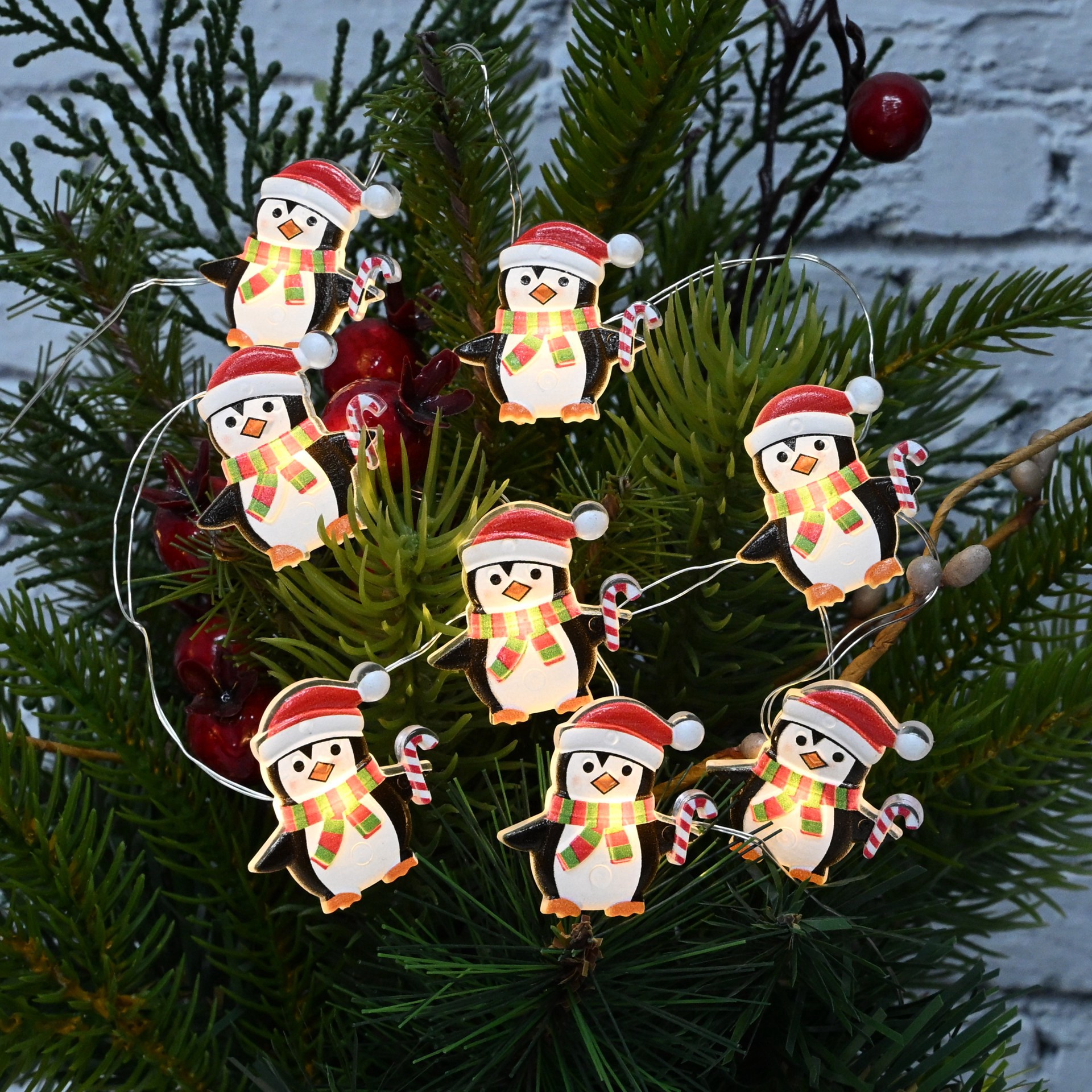 slide 2 of 4, 18ct. Warm White Led Penguin String Lights On Silver Wire By Ashland, 18 ct