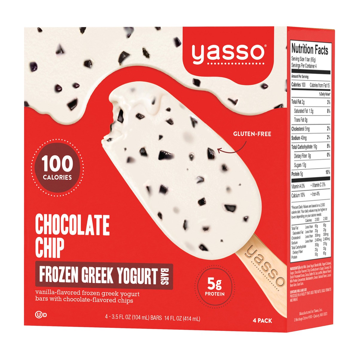 slide 3 of 9, Yasso Frozen Chocolate Chip Greek Yogurt Bars, 4 ct; 3.5 oz