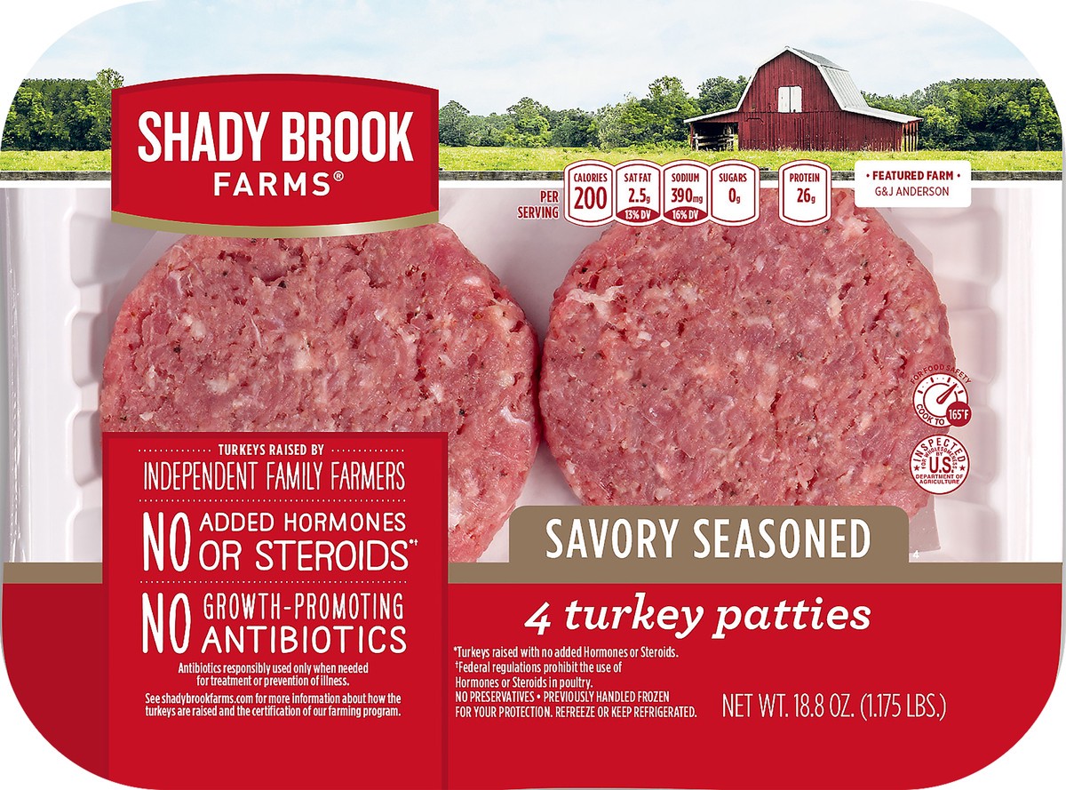 slide 3 of 5, Shady Brook Farms Savory Seasoned Turkey Patties 4 ea, 4 ct