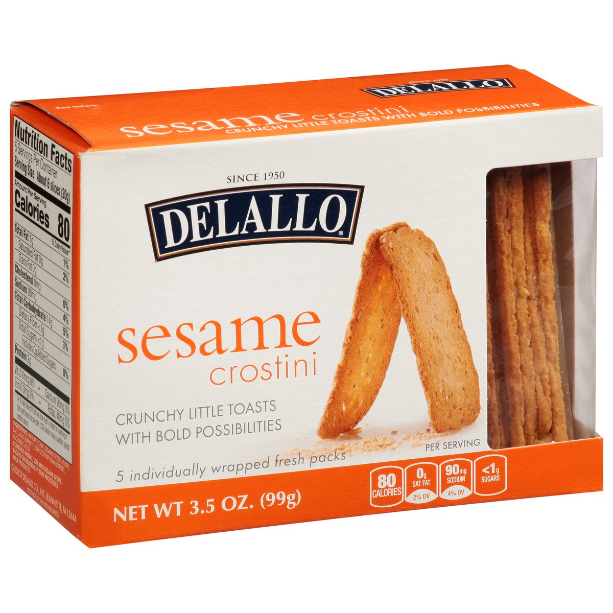 slide 8 of 13, DeLallo Sesame Crostini 3.5 oz, 3.5 oz