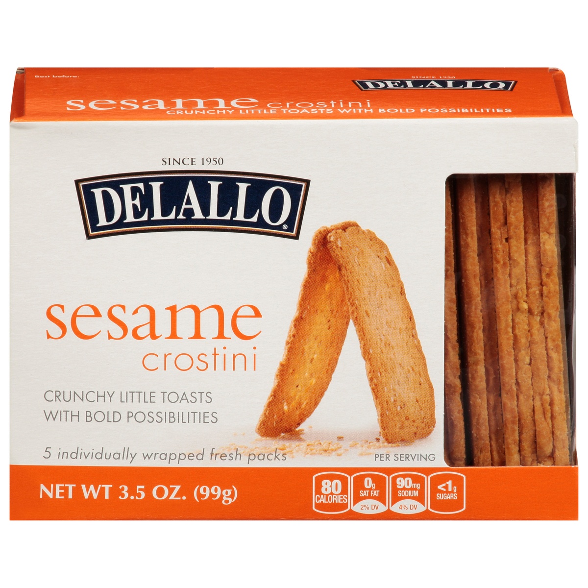 slide 1 of 1, DeLallo Sesame Crostini, 3.5 oz