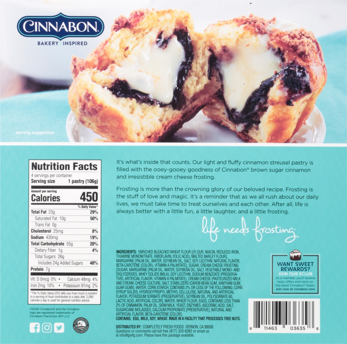 slide 9 of 9, Cinnabon Frosting Filled CinnaPastry 4 ea, 4 ct