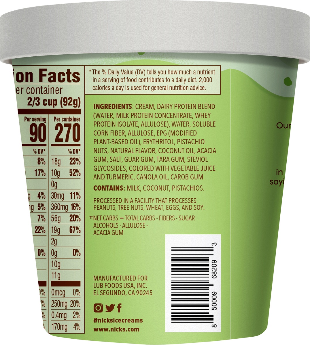 slide 8 of 9, Nick's Swedish Pistasch Swedish-style Light Ice Cream, 16 fl oz