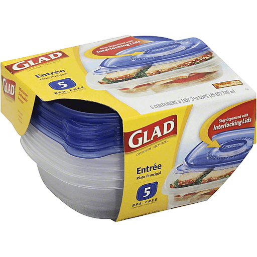 slide 3 of 3, Glad Entree Food Storage Containers, 5 ct; 25 oz