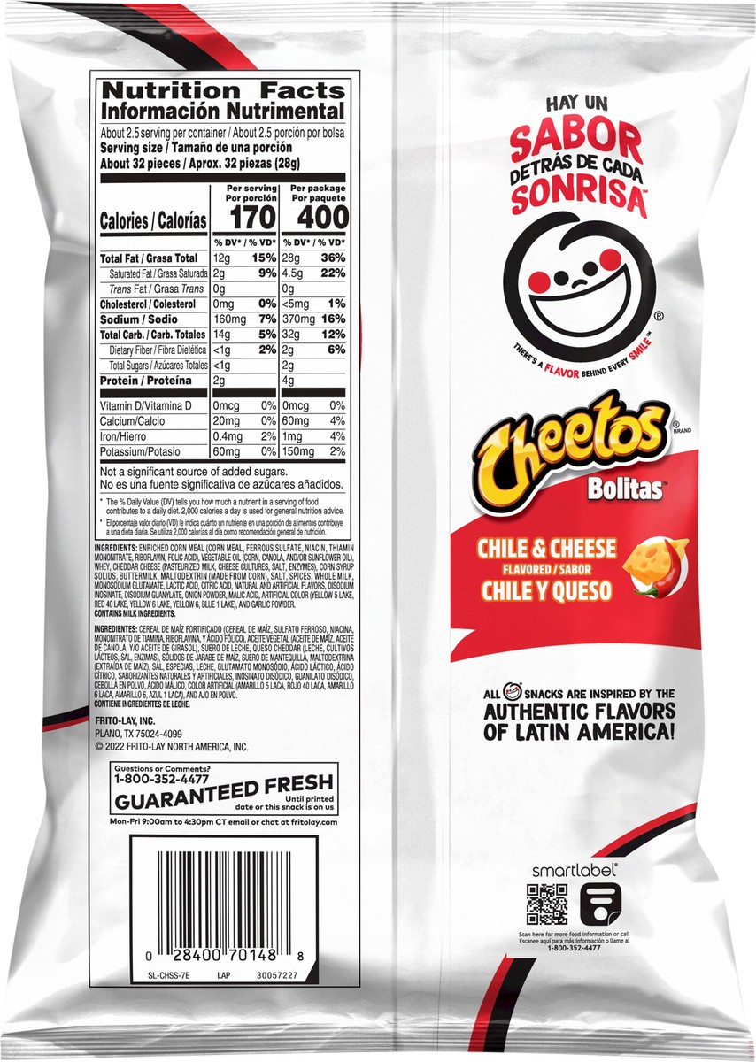 slide 3 of 3, Cheetos Bolitas Flavored Corn Snack Chile & Cheese Flavored 2 3/8 Oz, 1 ct