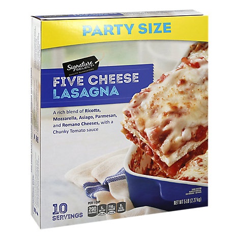 slide 1 of 1, Signature Select Lasagna Five Cheese Party Size, 5 lb