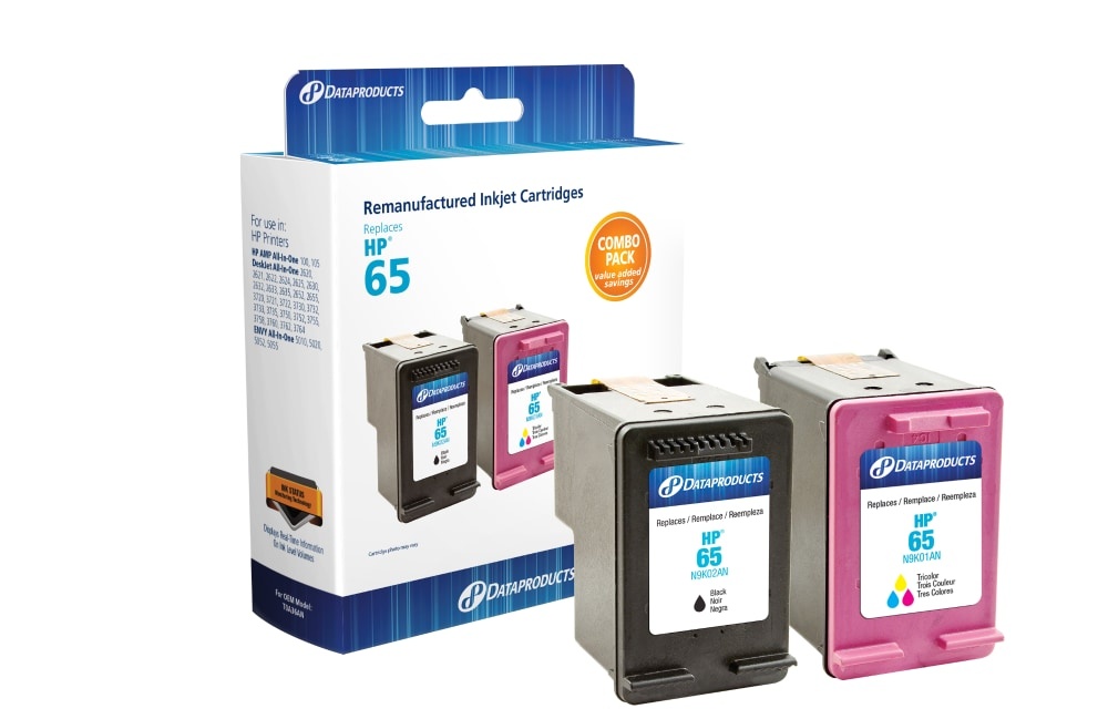 slide 1 of 1, Dataproducts Hp 65 Inkject Cartridges - 2 Pack - Black/Tri-Color, 2 ct