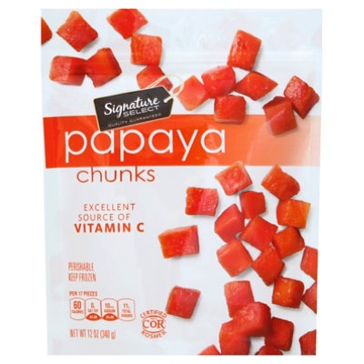 slide 1 of 2, Signature Select Papaya Chunks, 