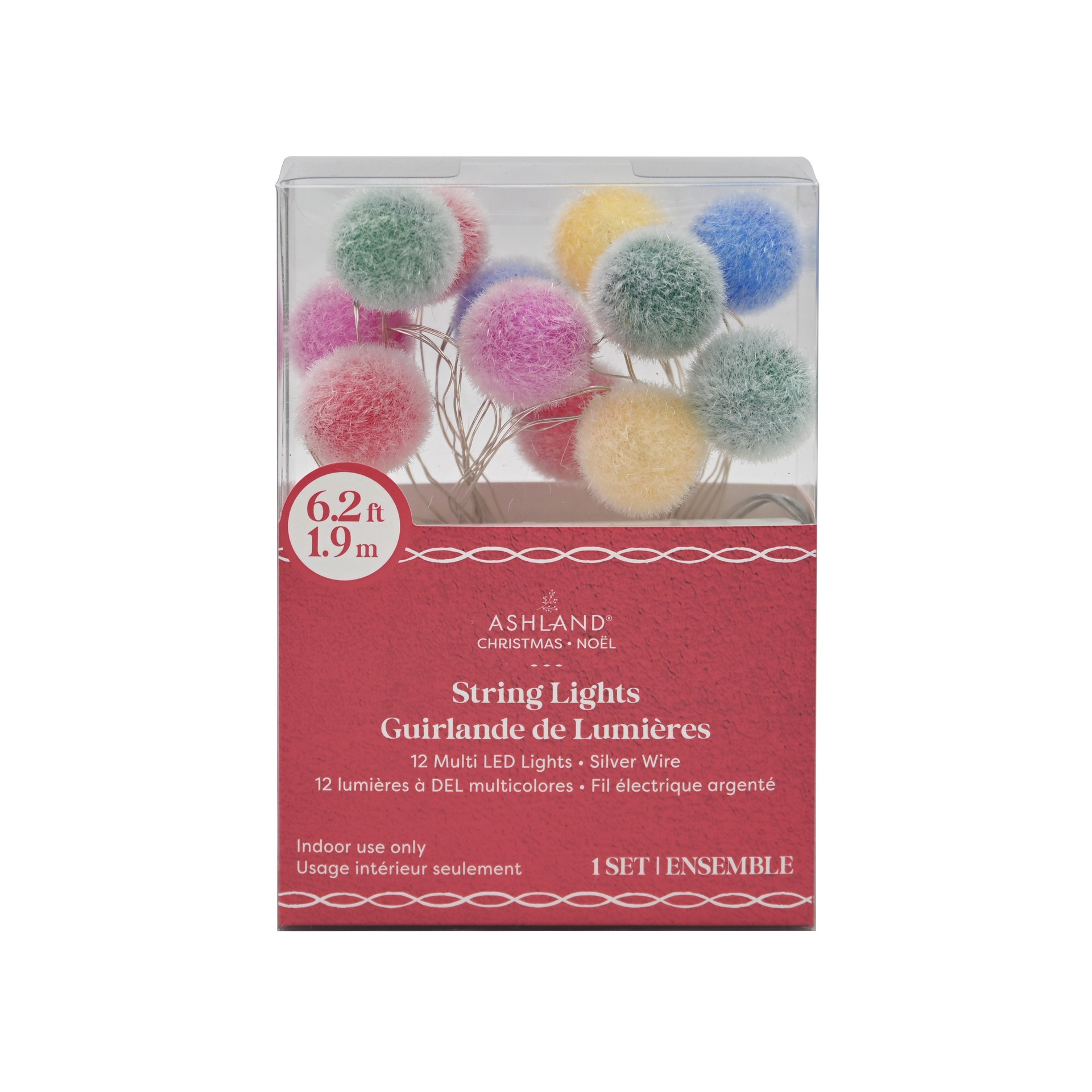 slide 2 of 4, 12ct. Multicolor Led Fuzzy Ball String Lights On Silver Wire By Ashland, 12 ct