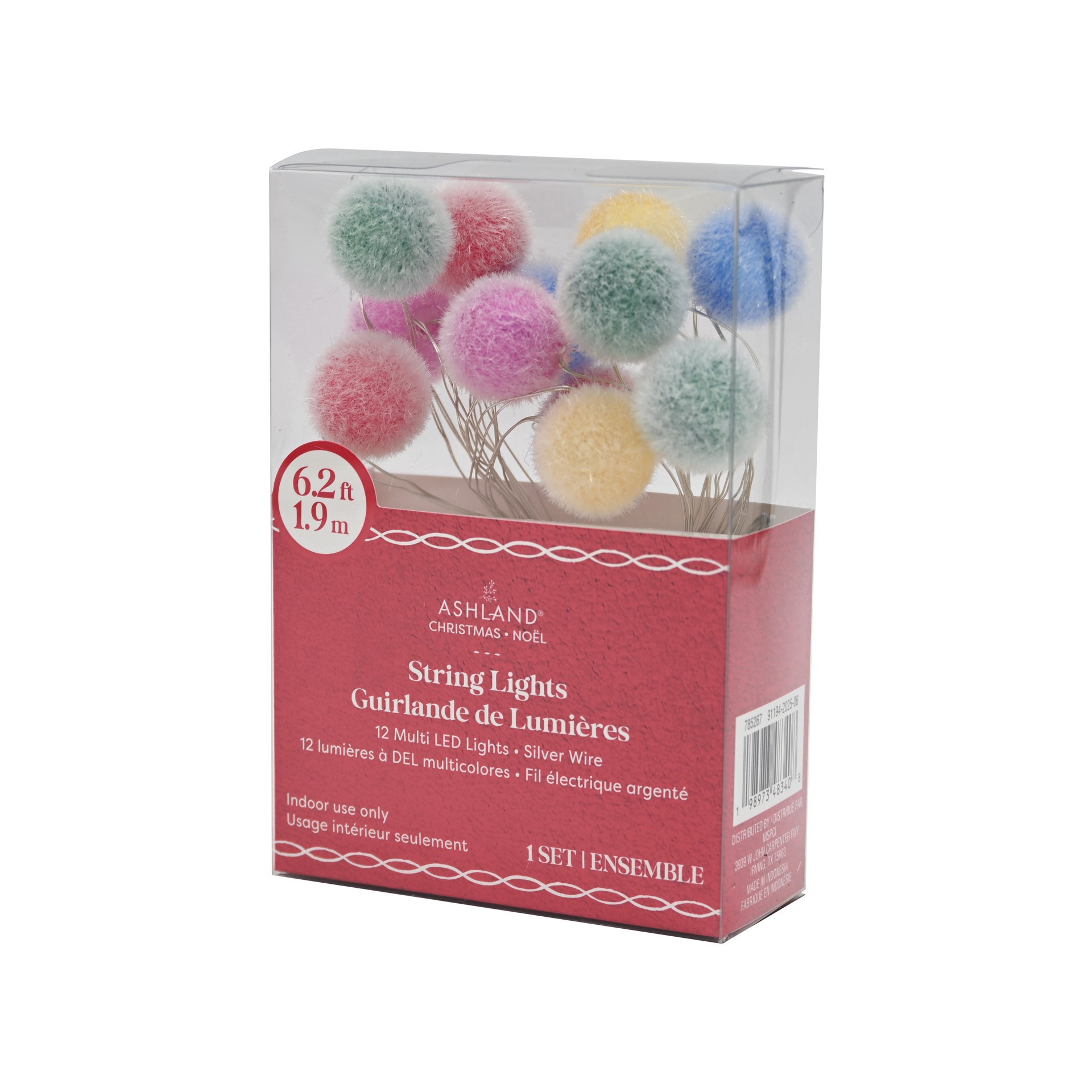 slide 3 of 4, 12ct. Multicolor Led Fuzzy Ball String Lights On Silver Wire By Ashland, 12 ct