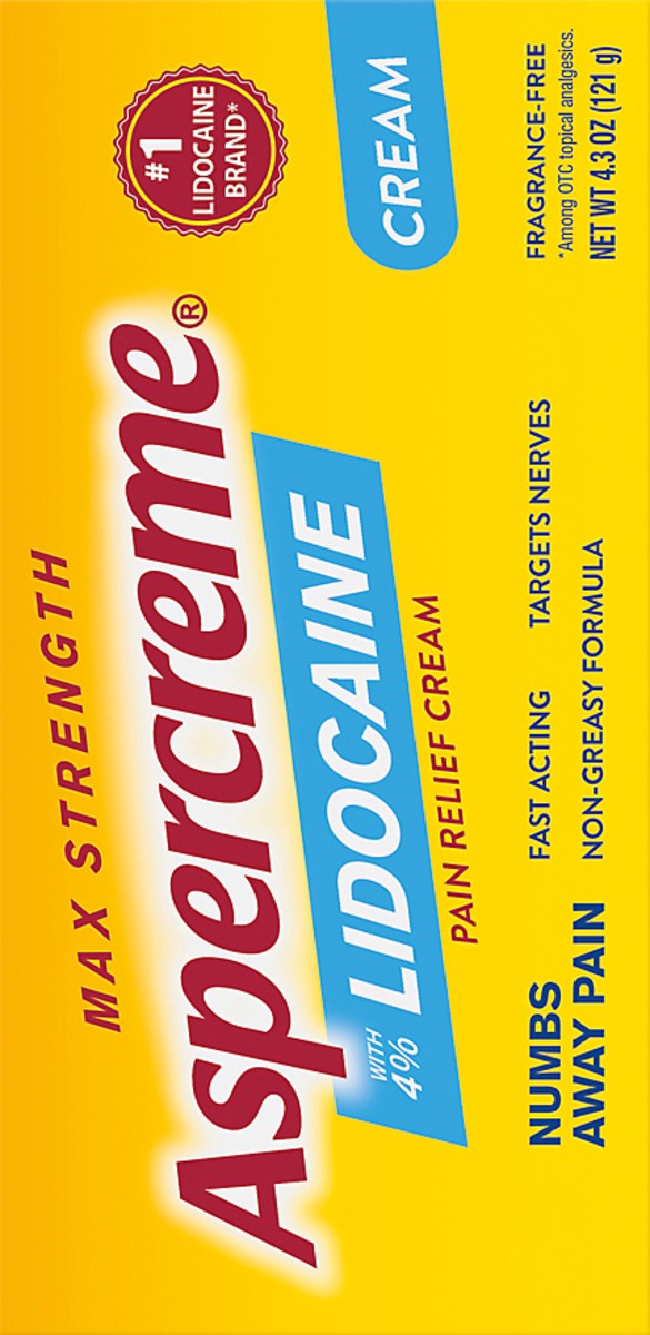 slide 4 of 5, Aspercreme Lidocaine Pain Relieving Creme, 4.3 oz