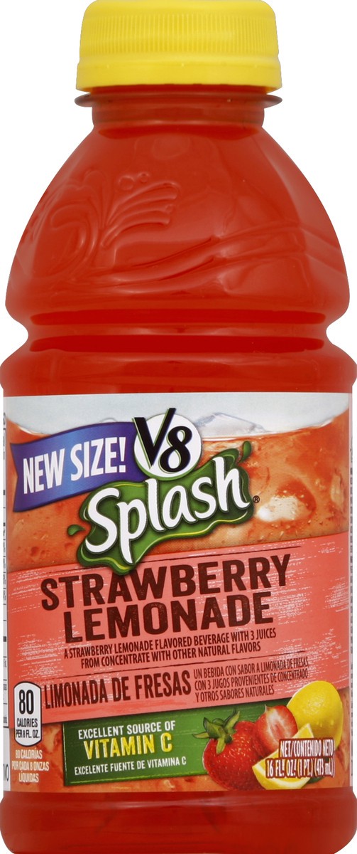 slide 4 of 4, V8 Splash Strawberry Lemonade, 16 fl oz
