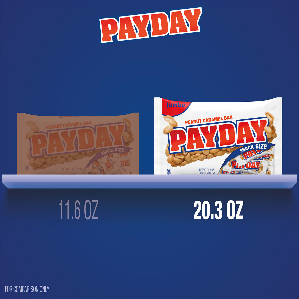 slide 6 of 21, Payday Peanut Caramel Snack Size Candy Bars Halloween Jumbo Bag, 1 bag / 20.3 oz