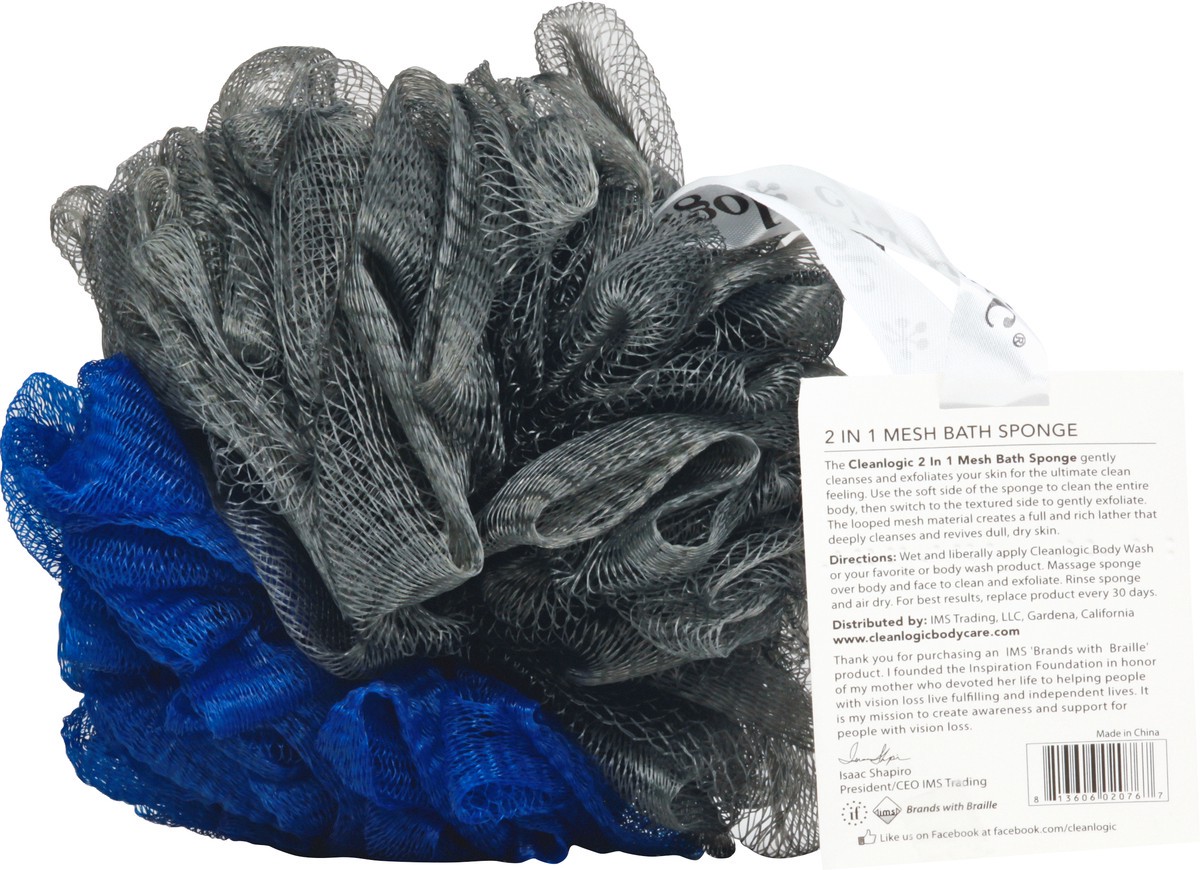 slide 6 of 6, cleanlogic Clgic Mens 2In1 Mesh Sponge, 1 ct