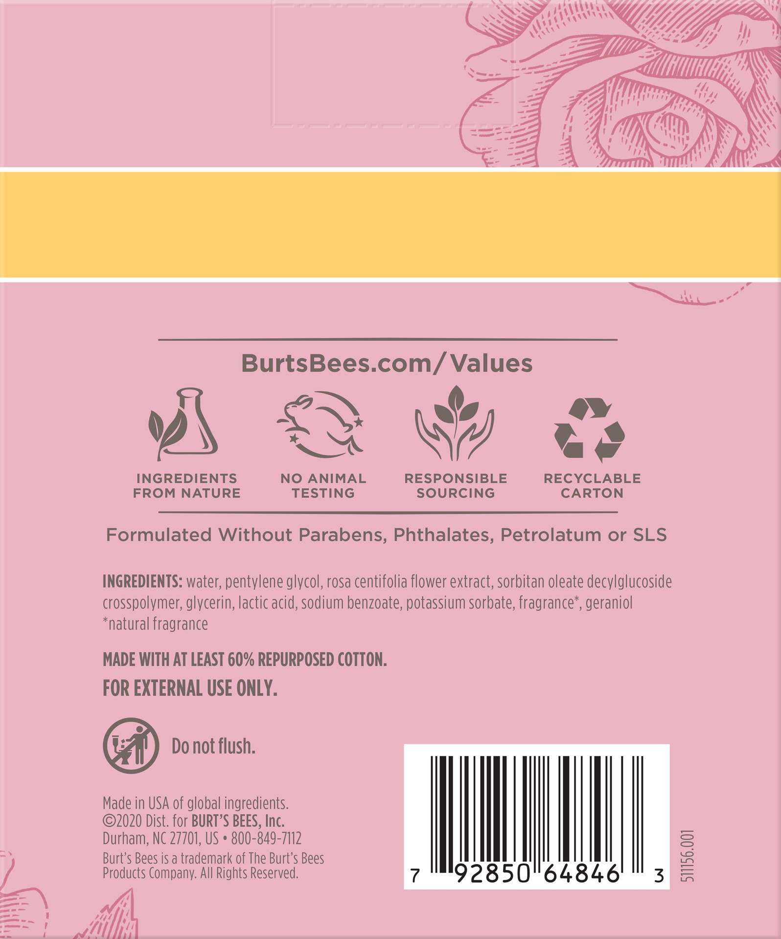 slide 4 of 5, Burt's Bees Burt’s Bees Micellar 3-In-1 Facial Towelettes, Rose Water, 60 ct