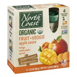 North Coast Fruit + Veggie Mango Sweet Potato Apricot Apple Sauce - 4 ct