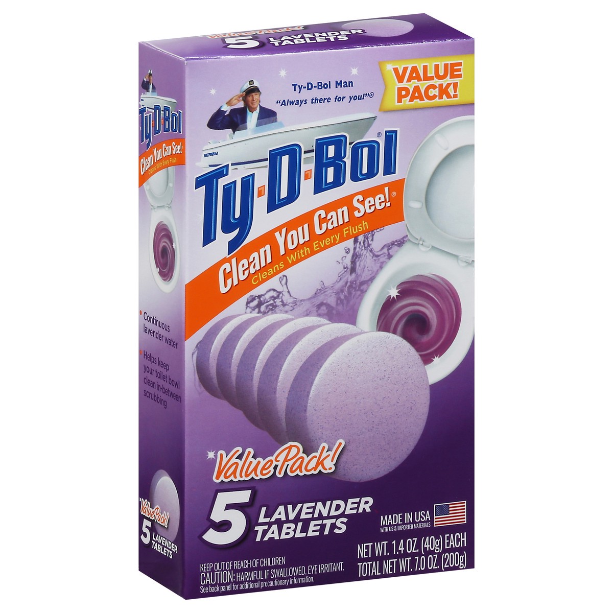 slide 6 of 13, Ty-D-Bol Lavender Tablets Value Pack 5 - 1.4 oz Tablets, 5 ct