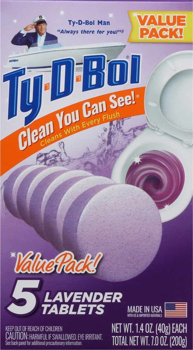 slide 8 of 13, Ty-D-Bol Lavender Tablets Value Pack 5 - 1.4 oz Tablets, 5 ct