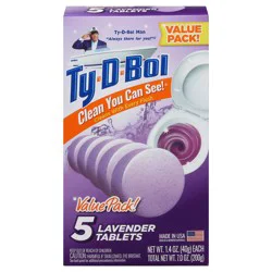 Ty-D-Bol Lavender Tablets Value Pack 5 - 1.4 oz Tablets