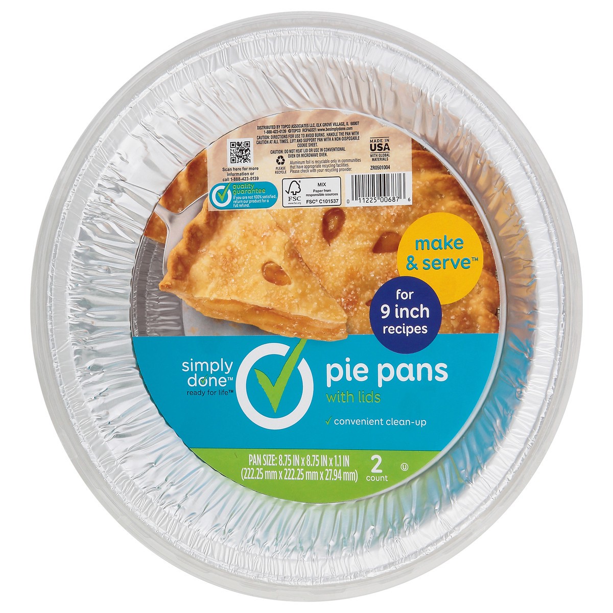 slide 4 of 9, Simply Done 9" Pie Pans With Lids, 2 ct