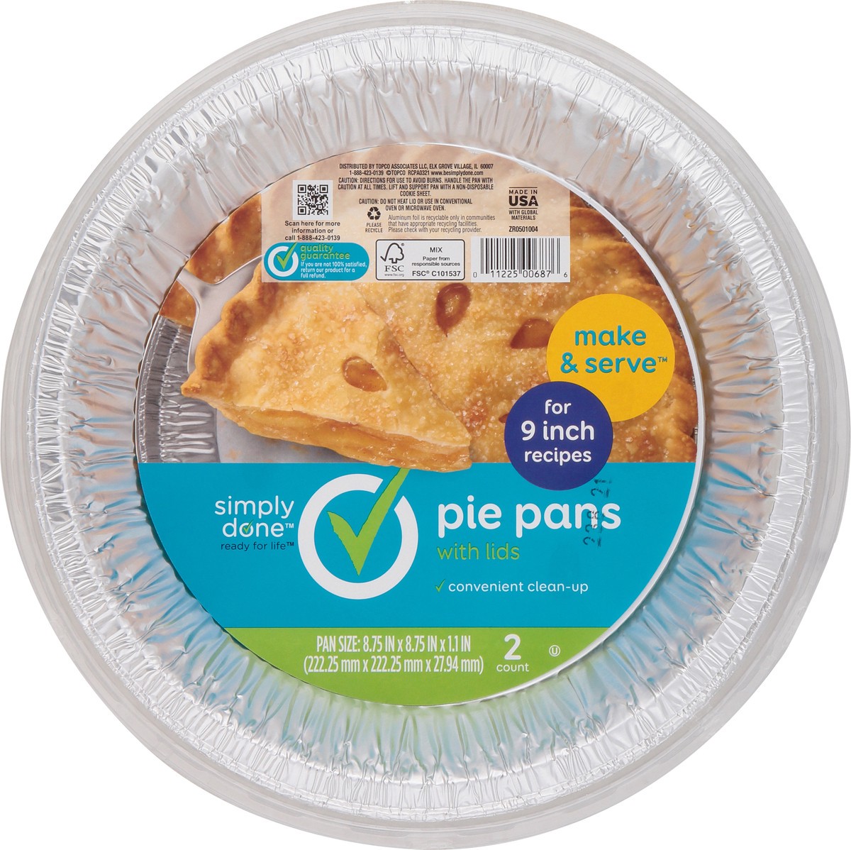 slide 5 of 9, Simply Done 9" Pie Pans With Lids, 2 ct