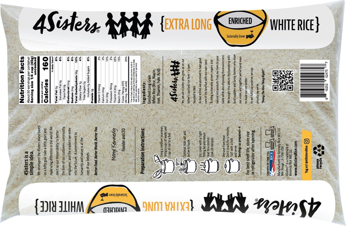 slide 2 of 3, 4Sisters Extra Long Grain Enriched White Rice, 5 lb
