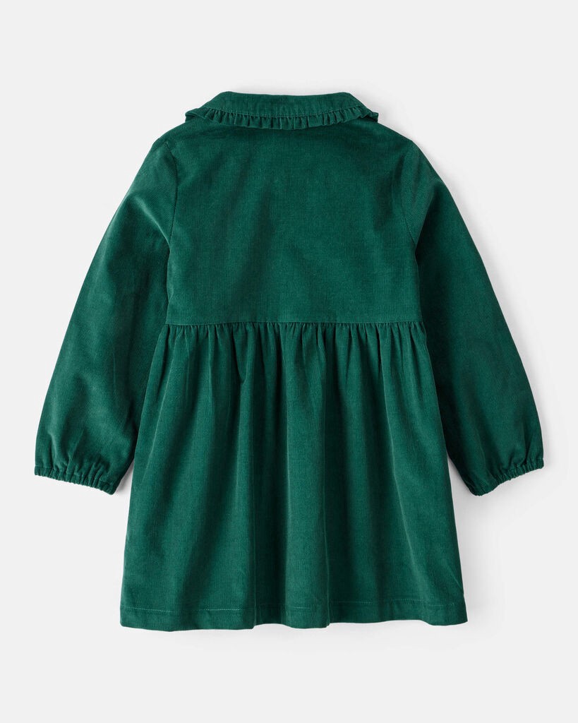 slide 3 of 4, Carter's Toddler Girl Corduroy Long-Sleeve Occasion Dress - Green Green 4T, 1 ct