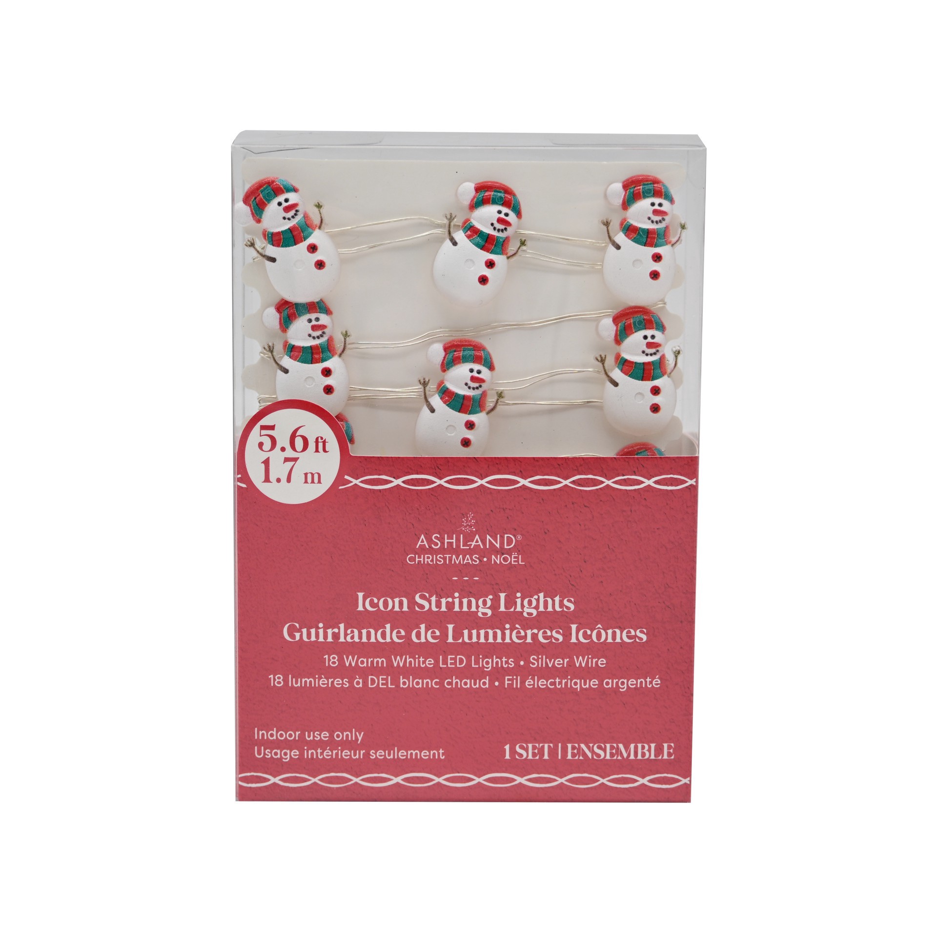 slide 2 of 4, 18ct. Warm White Led Snowman With Scarf String Lights On Silver Wire By Ashland, 18 ct