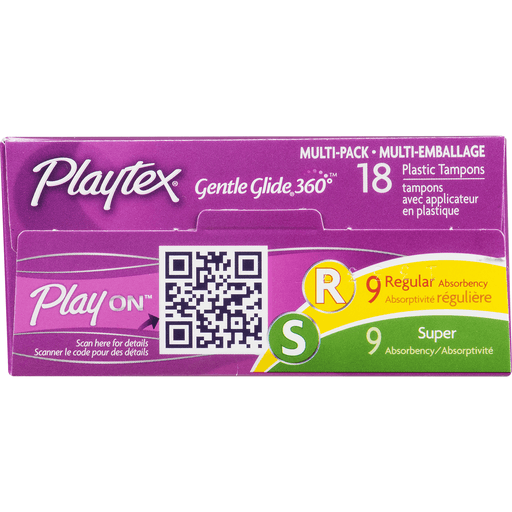 slide 6 of 9, Playtex Simply Gentle Glide Tampons Scented Multi-Pack 9 Regular Absorbency And 9 Super Absorbency - 18 Count, 18 ct