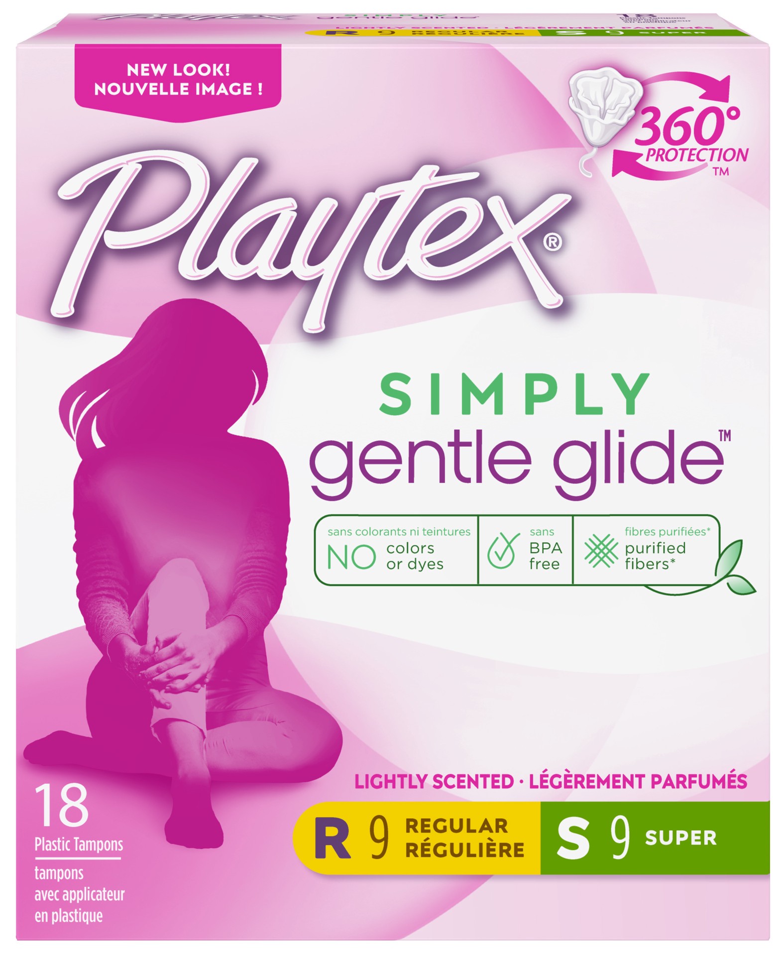 slide 1 of 9, Playtex Simply Gentle Glide Tampons Scented Multi-Pack 9 Regular Absorbency And 9 Super Absorbency - 18 Count, 18 ct