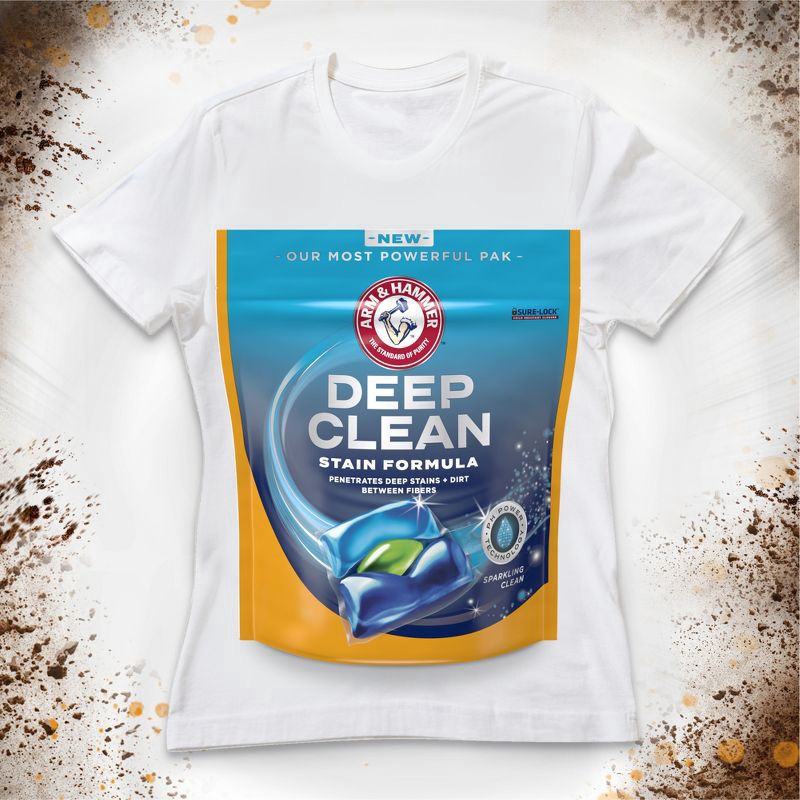 slide 7 of 16, ARM & HAMMER Deep Clean Stain Formula, Laundry Detergent Power Paks, 44 ct., 44 ct