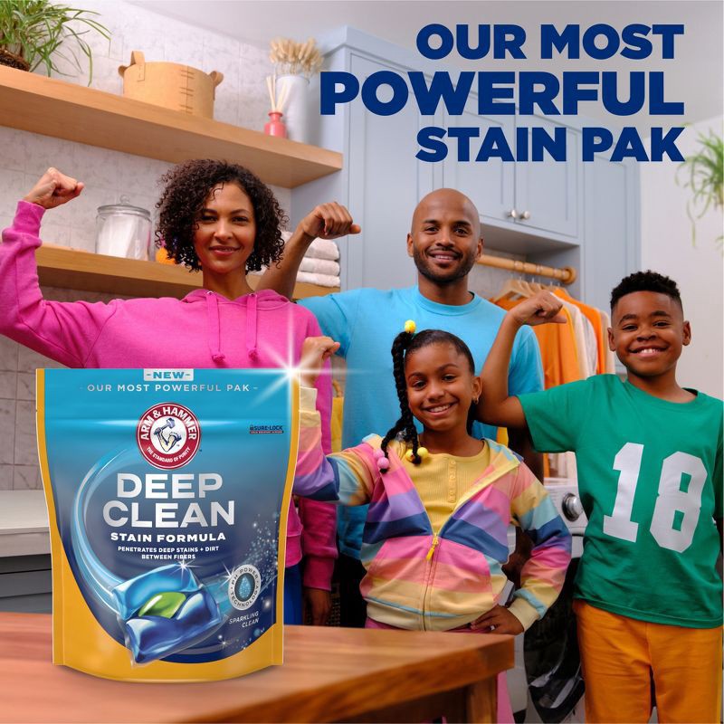 slide 3 of 16, ARM & HAMMER Deep Clean Stain Formula, Laundry Detergent Power Paks, 44 ct., 44 ct