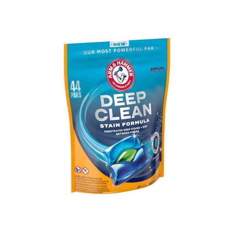slide 16 of 16, ARM & HAMMER Deep Clean Stain Formula, Laundry Detergent Power Paks, 44 ct., 44 ct