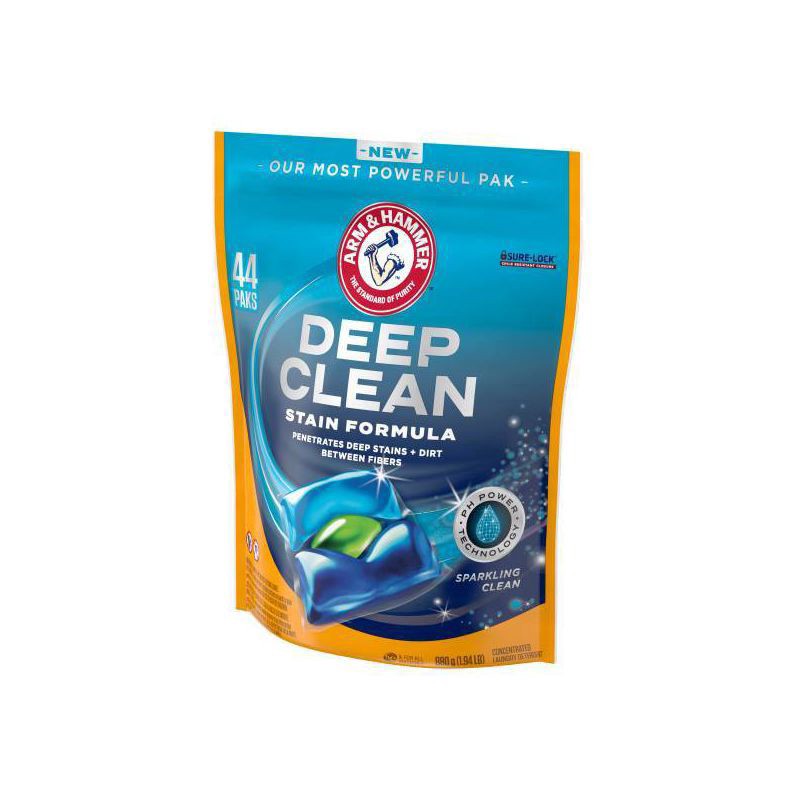 slide 12 of 16, ARM & HAMMER Deep Clean Stain Formula, Laundry Detergent Power Paks, 44 ct., 44 ct