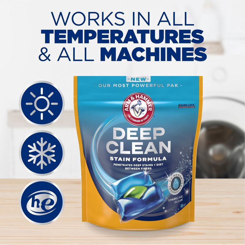slide 2 of 16, ARM & HAMMER Deep Clean Stain Formula, Laundry Detergent Power Paks, 44 ct., 44 ct