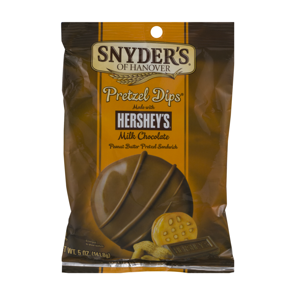 slide 1 of 4, Snyder's of Hanover Pretzel Dips Peanut Butter Sandwich In Hershey's Milk Chocolate, 5 oz