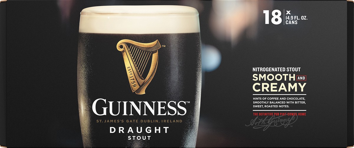 slide 1 of 10, Guinness Nitrogenated Smooth and Creamy Draught Stout Beer 18 ea, 18 ct