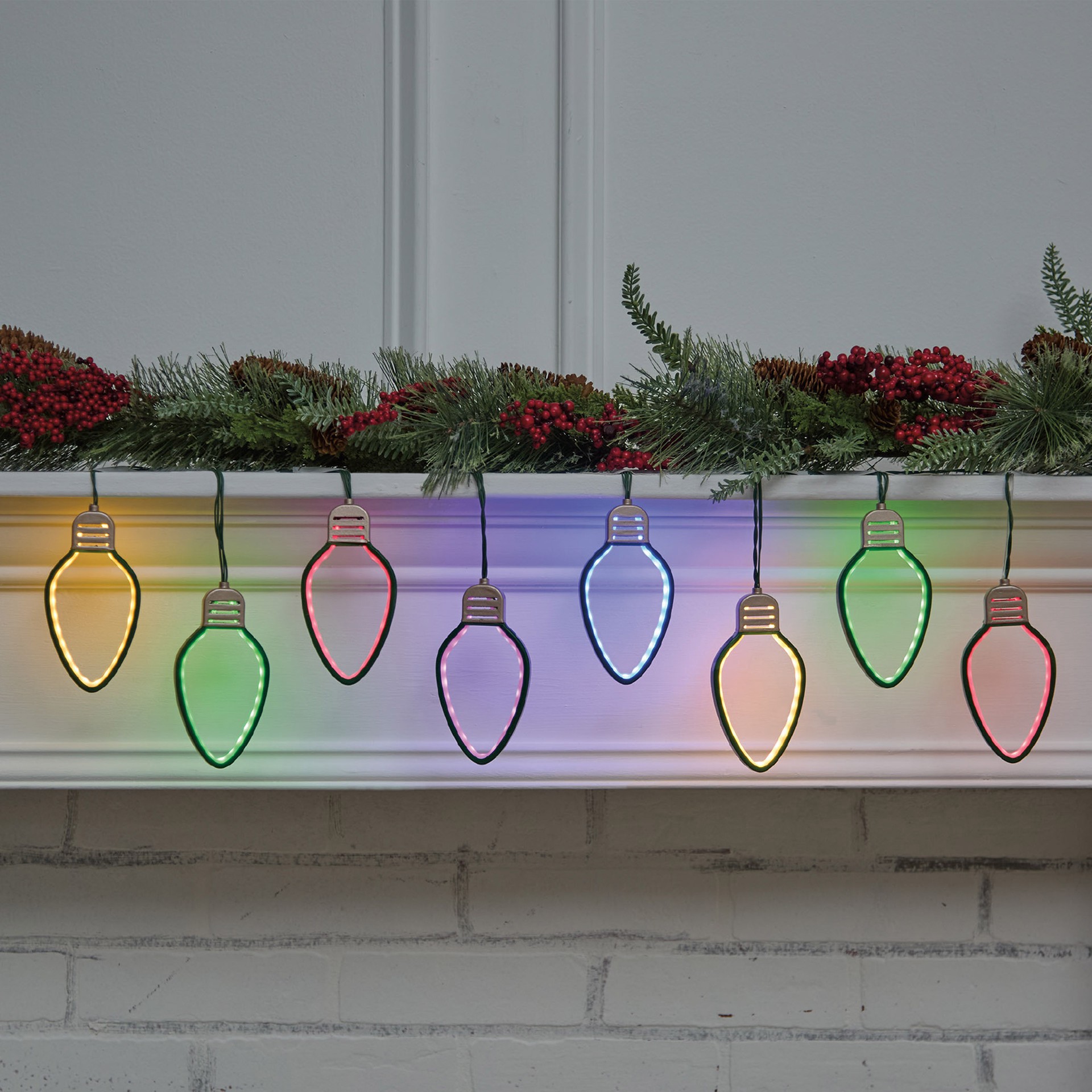 slide 3 of 4, 8ct. Multicolor Led Neon Bulb String Lights On Green Wire By Ashland, 8 ct
