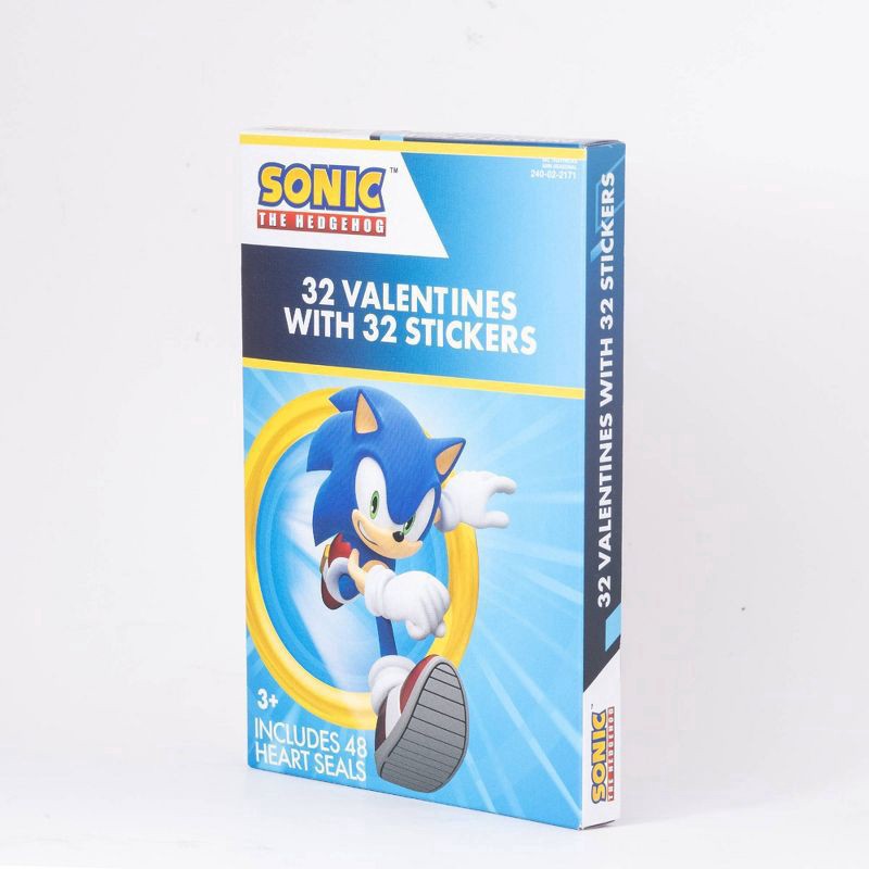 slide 4 of 5, Paper Magic Sonic Hedgehog Val Card W Sticker, 32 ct