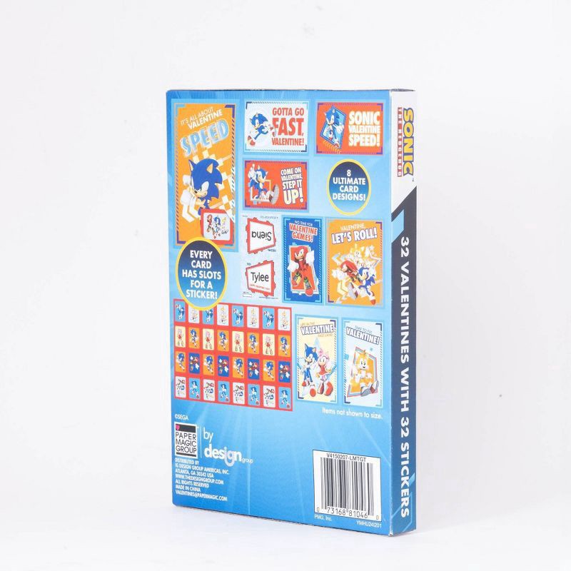 slide 3 of 5, Paper Magic Sonic Hedgehog Val Card W Sticker, 32 ct