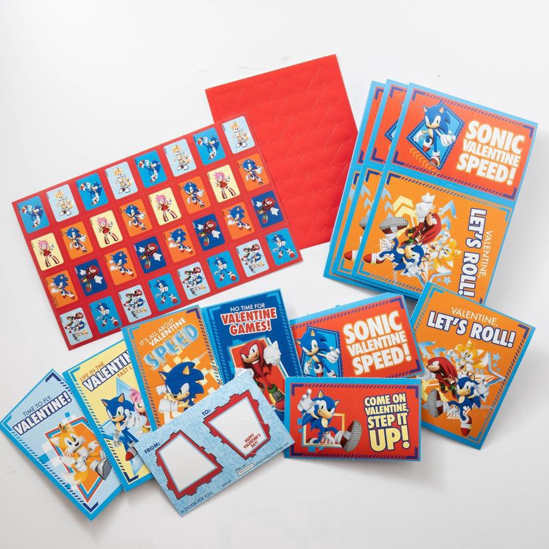 slide 2 of 5, Paper Magic Sonic Hedgehog Val Card W Sticker, 32 ct