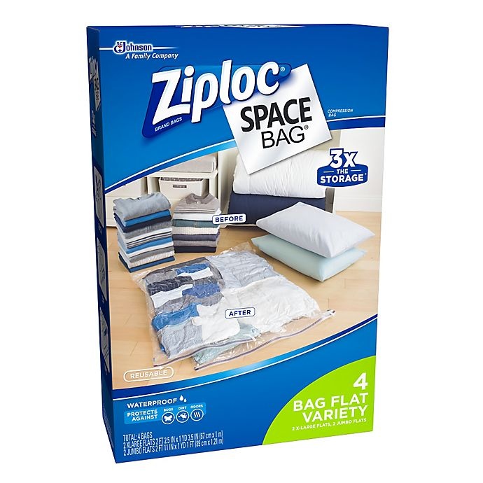 slide 2 of 2, Ziploc Space Bag Flat Combo Set, 4 ct
