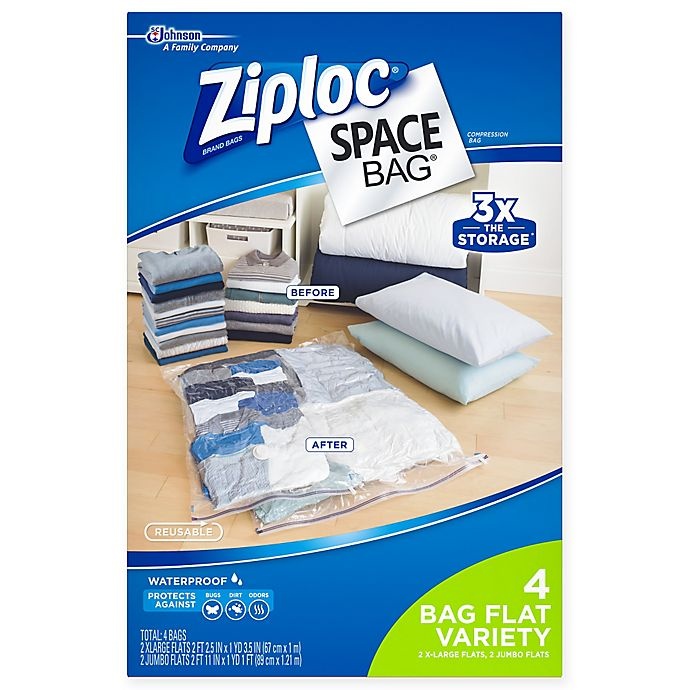 slide 1 of 2, Ziploc Space Bag Flat Combo Set, 4 ct