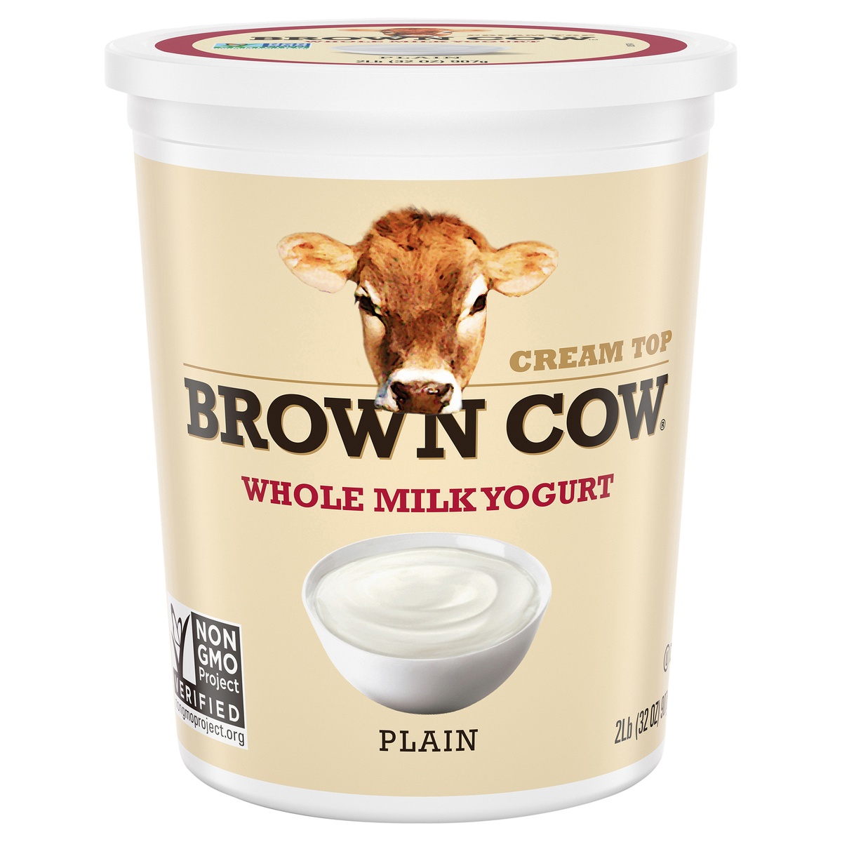 slide 1 of 1, Brown Cow Cream Top Plain Whole Milk Yogurt, 32 fl oz